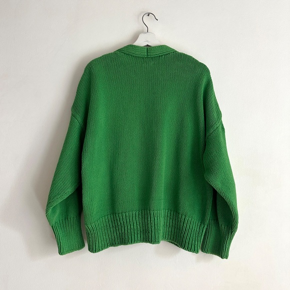 babaà no 16 cotton cardigan boxy sweater fern green babaa no16 22 one size O/S - Picture 7 of 14